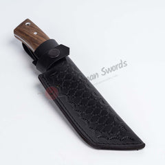 Custom Handmade Tanto Blade Knife Wood Handle Leather Sheath (4)