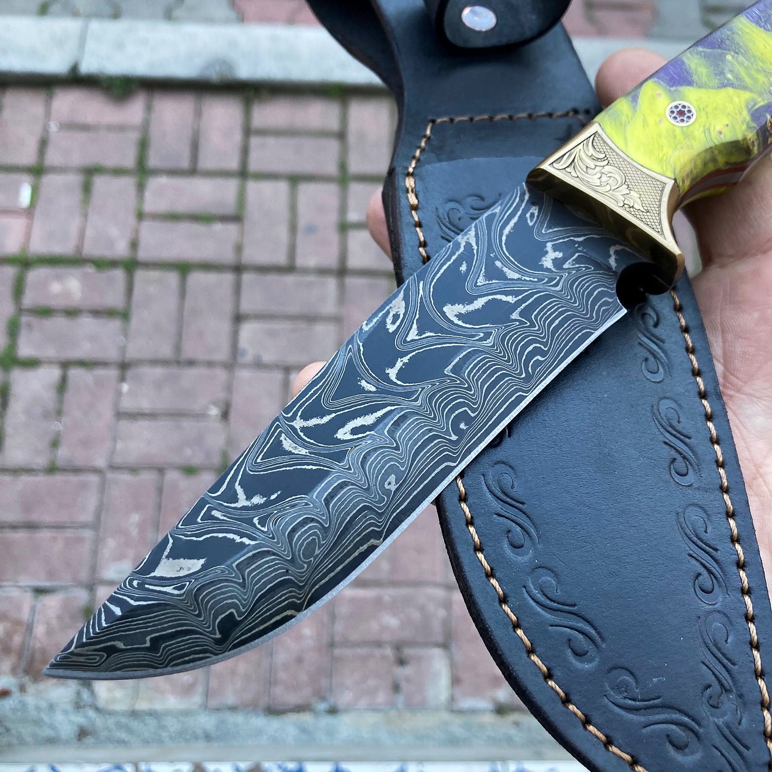 Damascus Hunting Knife For Sale