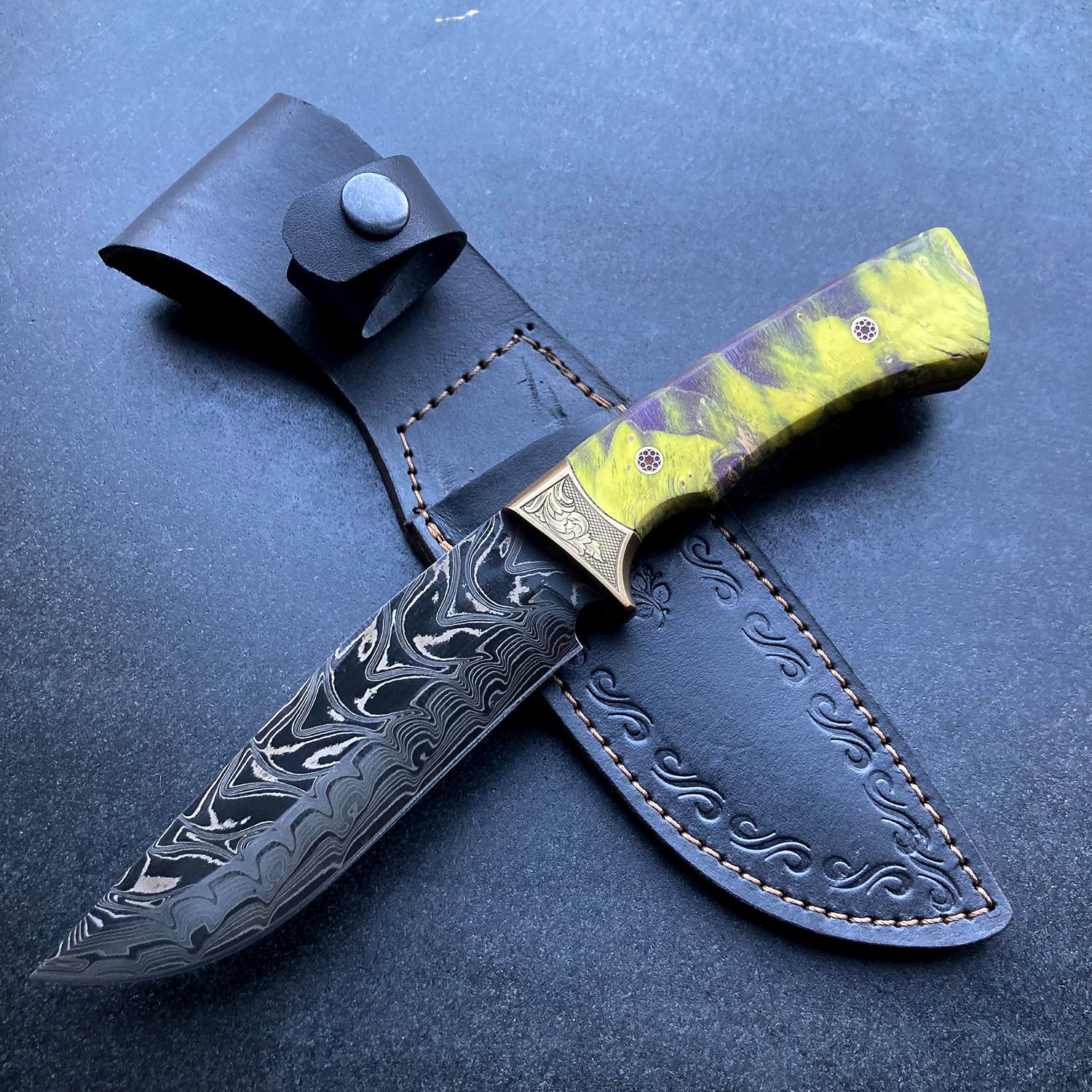 Damascus Hunting Knife For Sale