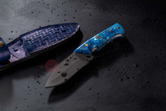 D2 Steel Survival BushCraft Knife Blue Epoxy Handle 10 İnches For Sale (2)