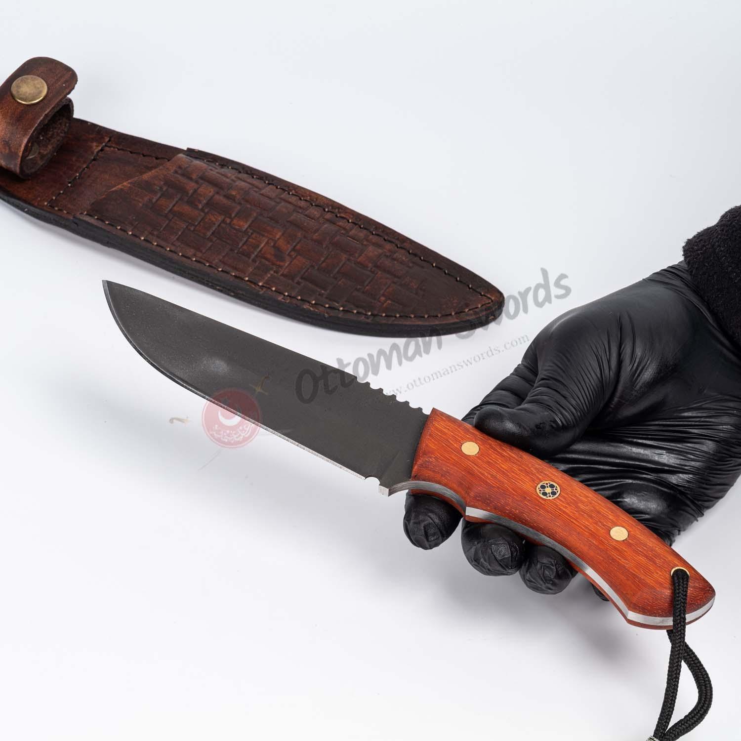 D2 Steel Survival BushCraft Knife Blue Paduk Wood Handle (5)