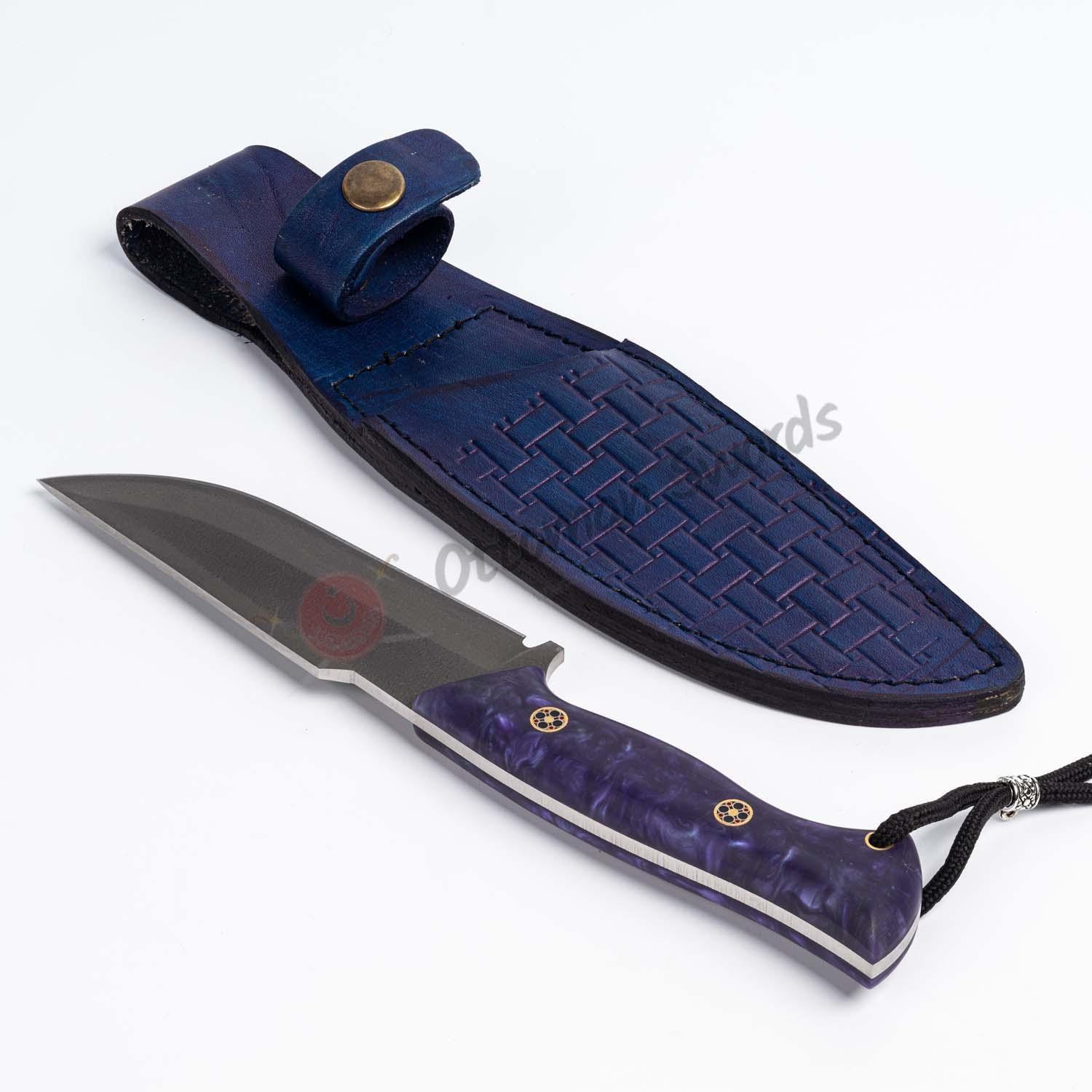 D2 Steel Survival Knife Purple Epoxy Handle 10 (2)