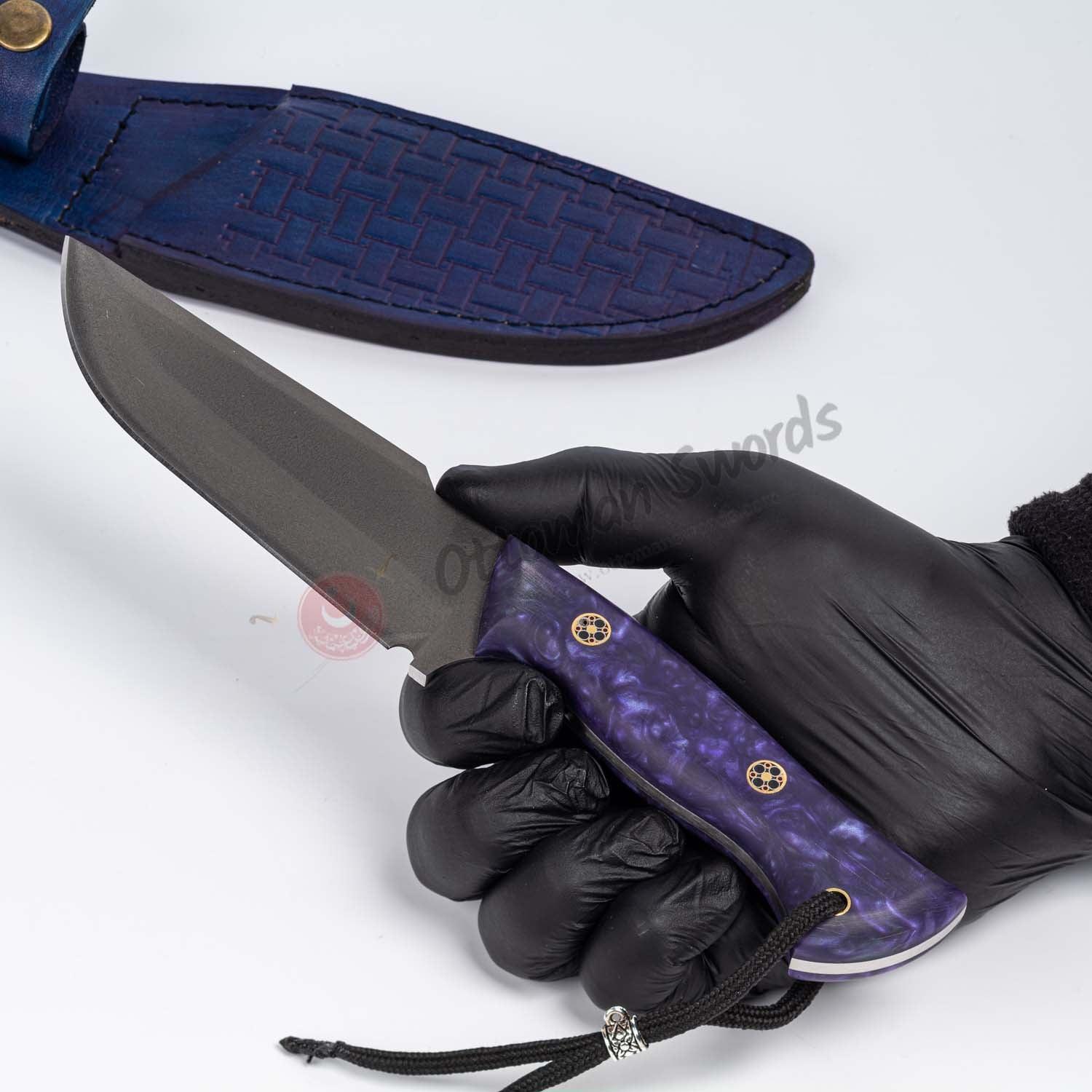 D2 Steel Survival Knife Purple Epoxy Handle 10 (4)