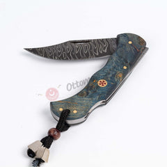 Damascus Steel Folding Knife (4)