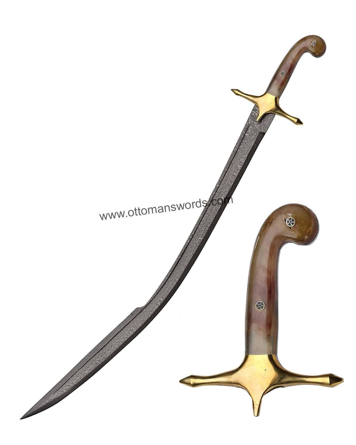Damascus Steel Swords Ram Horn Handle