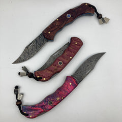 Damascus Steel Folding Pocket Knife - Ottoman Swords