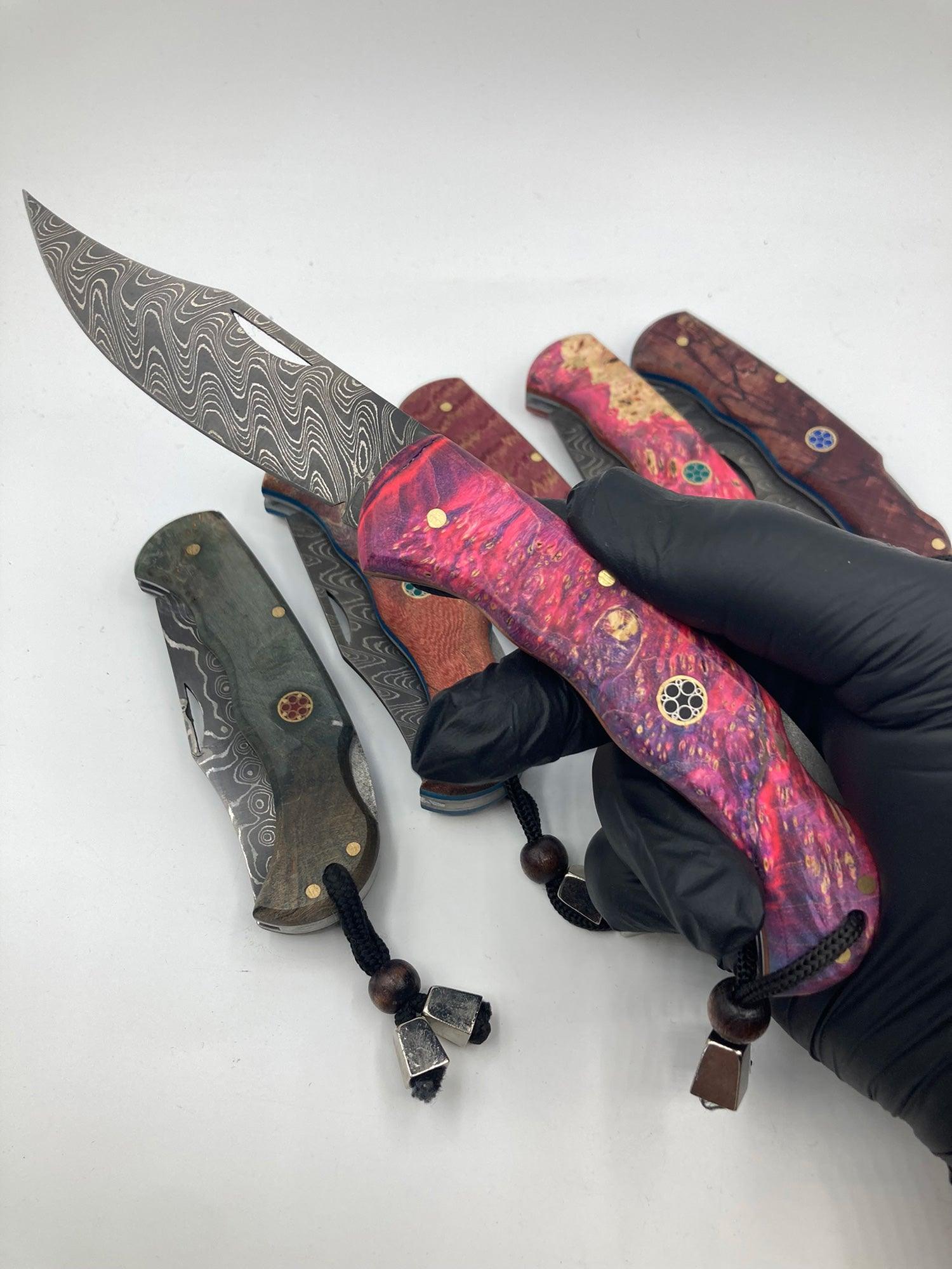 Damascus Steel Folding Pocket Knife - Ottoman Swords