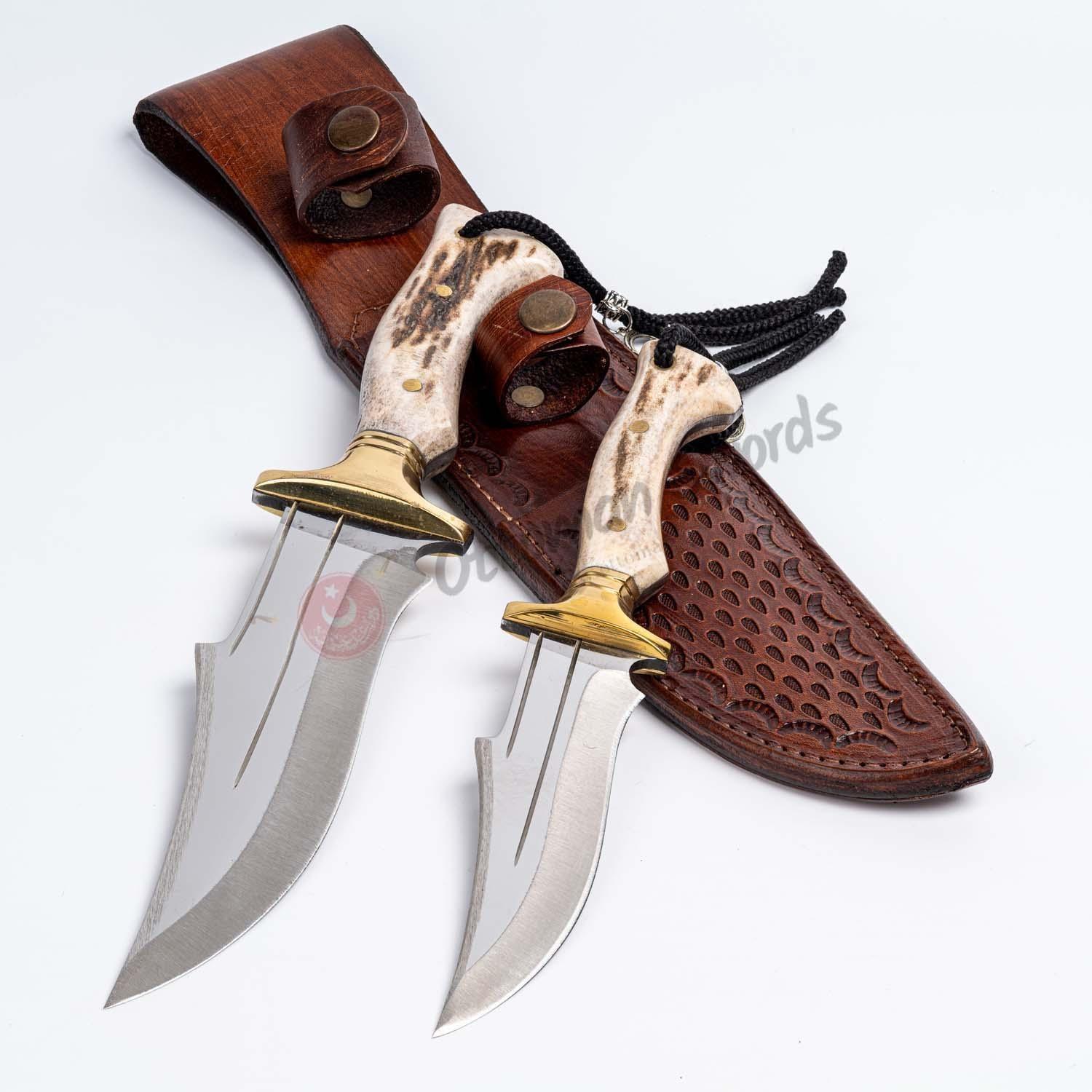 Deer Horn Antler Stag Handle Hunting Knife Set For Sale (3)