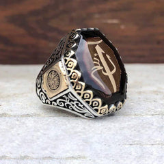 Elif Lam Mim Model Amber Stone Silver Ring for men (1)