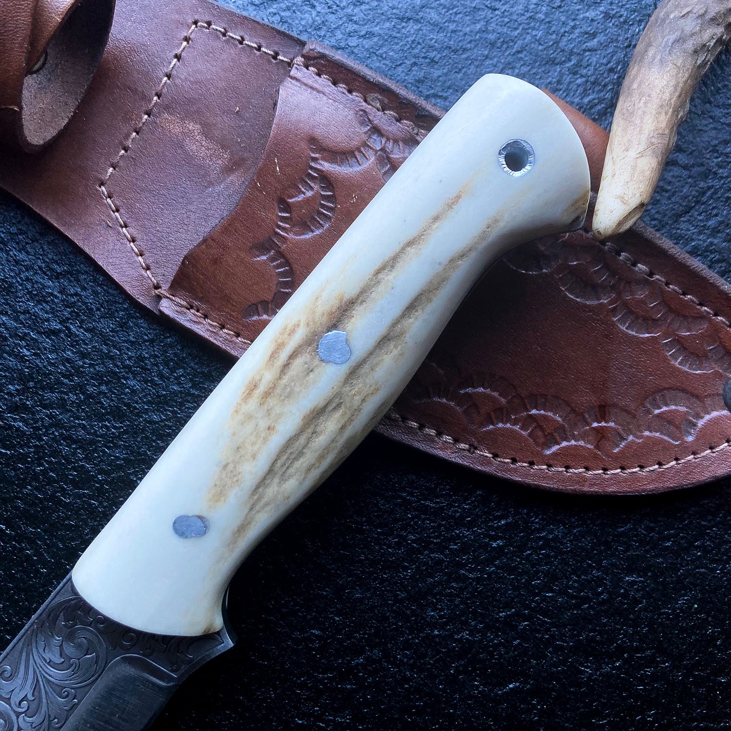 stag handle engraved knives for sale