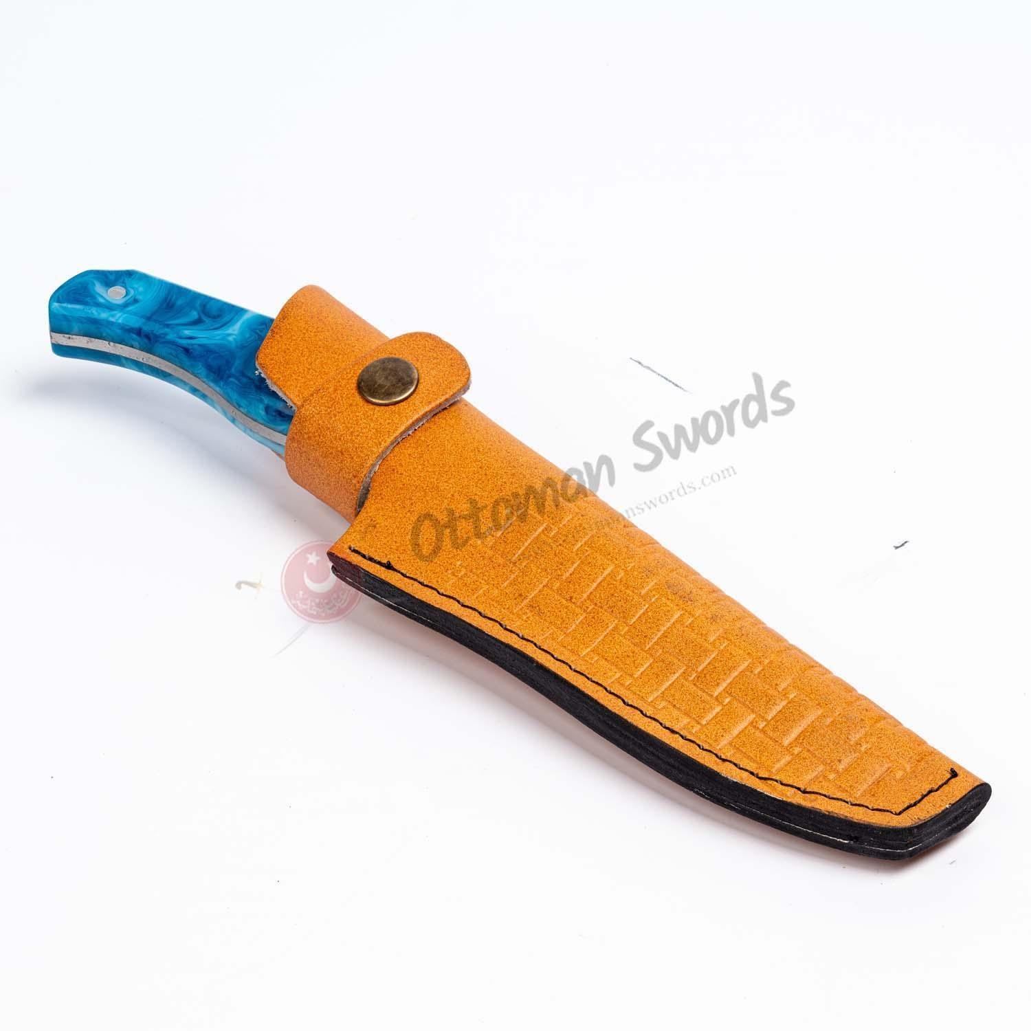 Epoxy Resin Handle Hunting Knife Blue (3)