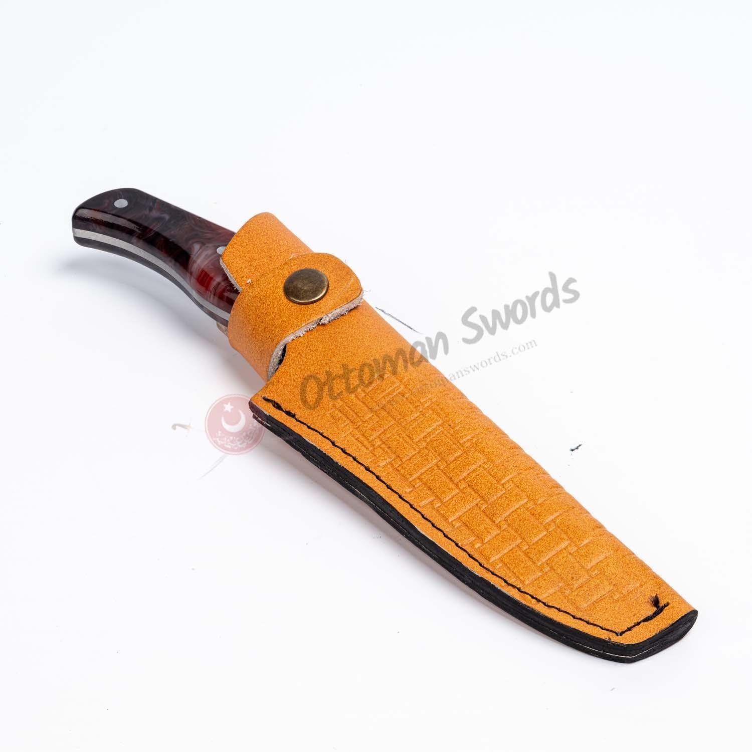 Epoxy Resin Handle Hunting Knife Red (3)