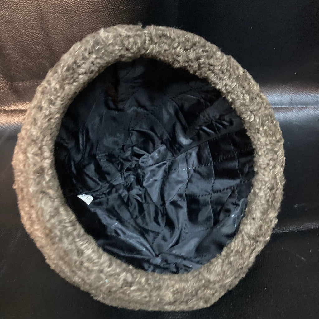 Leather Ottoman Fur Bork Hat Brown