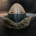 Leather Ottoman Fur Bork Hat Brown