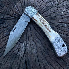 Stag Handle Damascus Knife