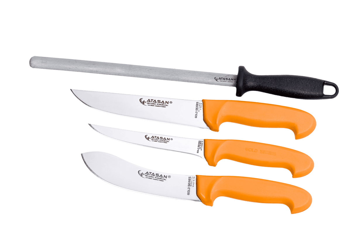 Gold Series Butcher kitchen Knives Set of 4 no 3 for sale