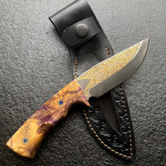 Gold Engraved Collectible Knife Inlaid With 24K Gold