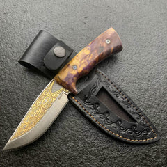 Gold Engraved Collectible Knife Inlaid With 24K Gold