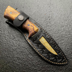 Gold Engraved Collectible Knife Inlaid With 24K Gold