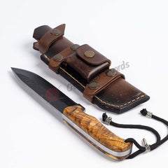Hand Forged Black Blade Survival Knife Wooden Handle (2)