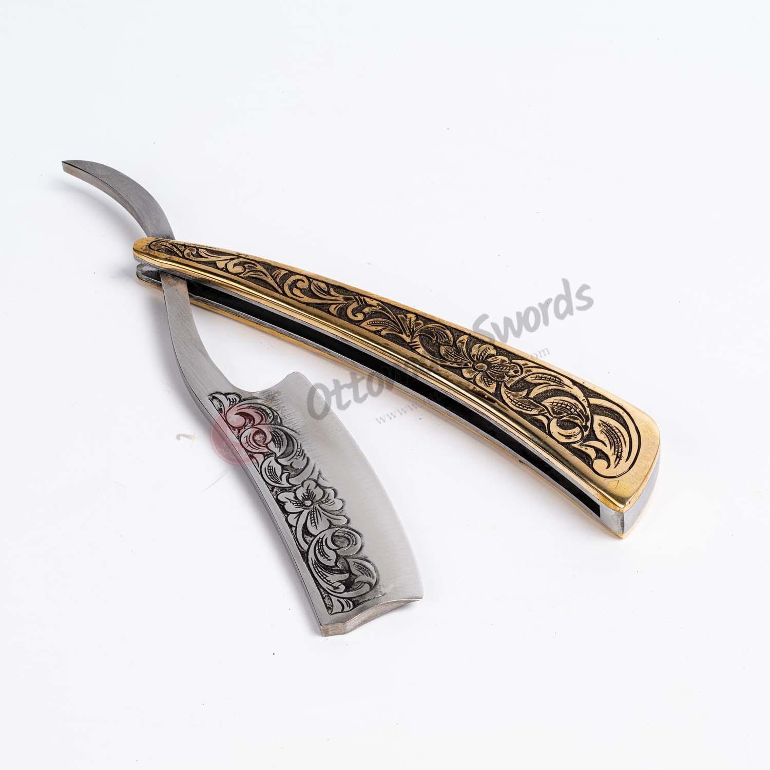 Hand Forged Engraved Knife Shaving Razor (1)