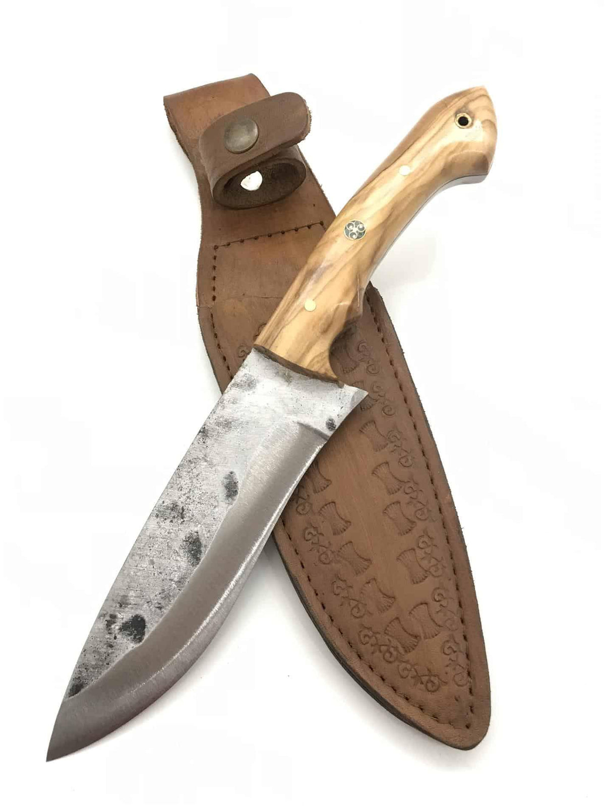 Handmade Carbon Steel Camping Knife Olive Tree (1)