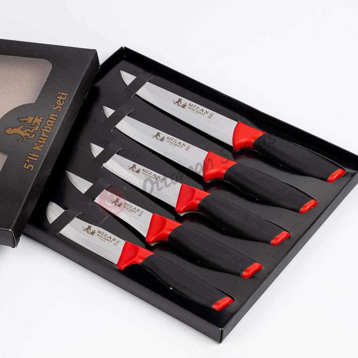 Handmade Red Black Series Kitchen and Butcher Knife Set (2)