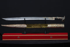 Espada Yatagan Histórica Con Vaina De Terciopelo Verde