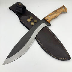 Kukri Knife Olive Tree Wooden Handle