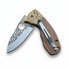 N690 Steel 7 İnches Handguard with Engraving Folfing Knife