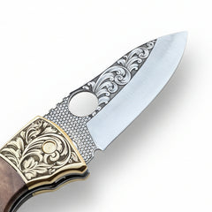N690 Steel 7 İnches Handguard with Engraving Folfing Knife