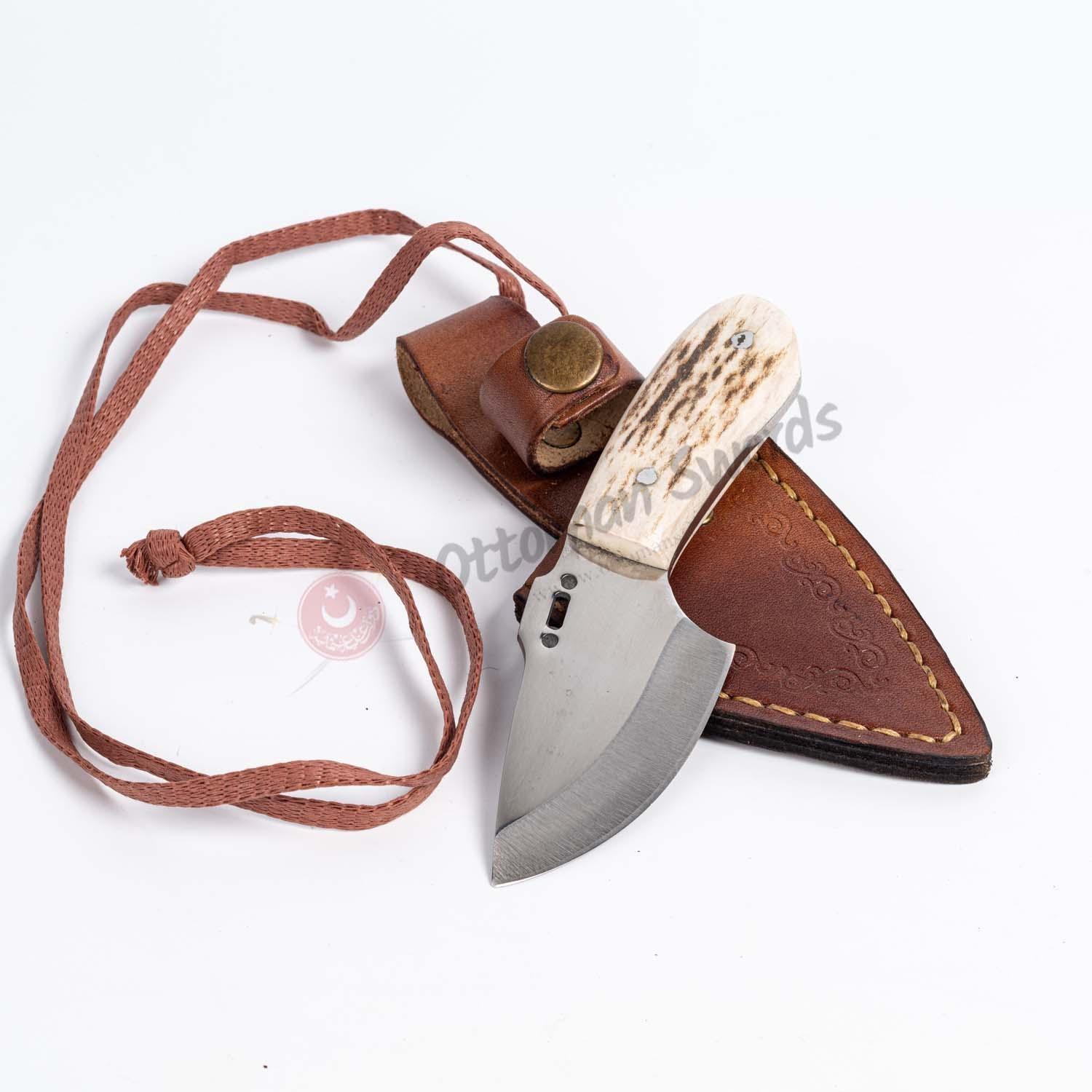 Necklace Pendant Skinning Knife Horn Handle (5)