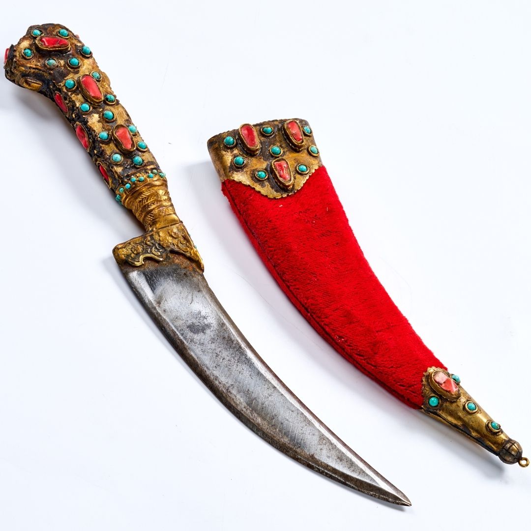 Handcrafted Ottoman Model Brass Handle Red