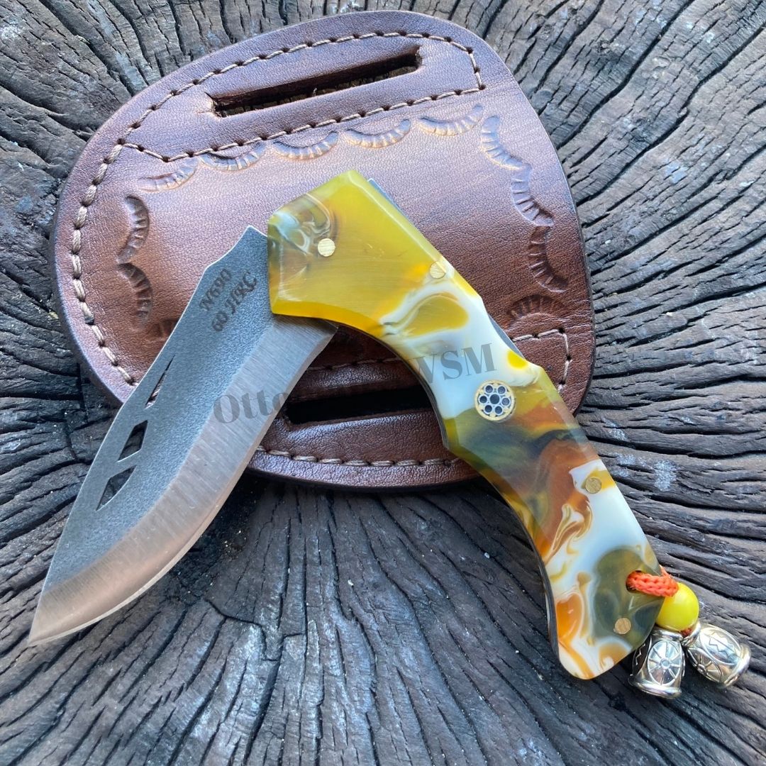 Personalized Pocket Knife Epoxy Handle N690 Stee Folding Camping Knife 8 İnches