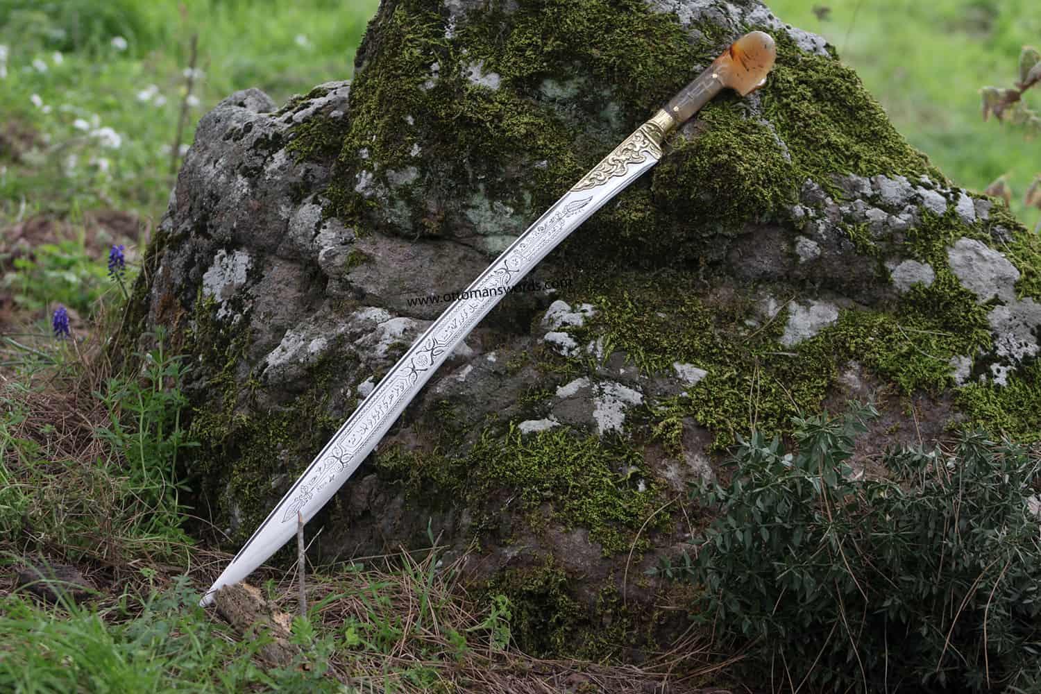 Ram Horn Handle Yataghan Sword (4)