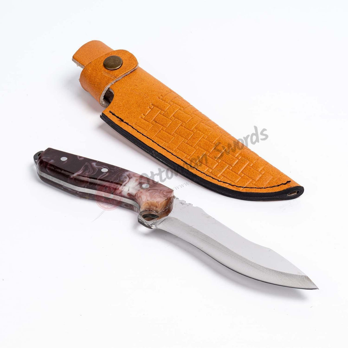 Resin Handle Custom Hunting Knife Milky Brown (1)