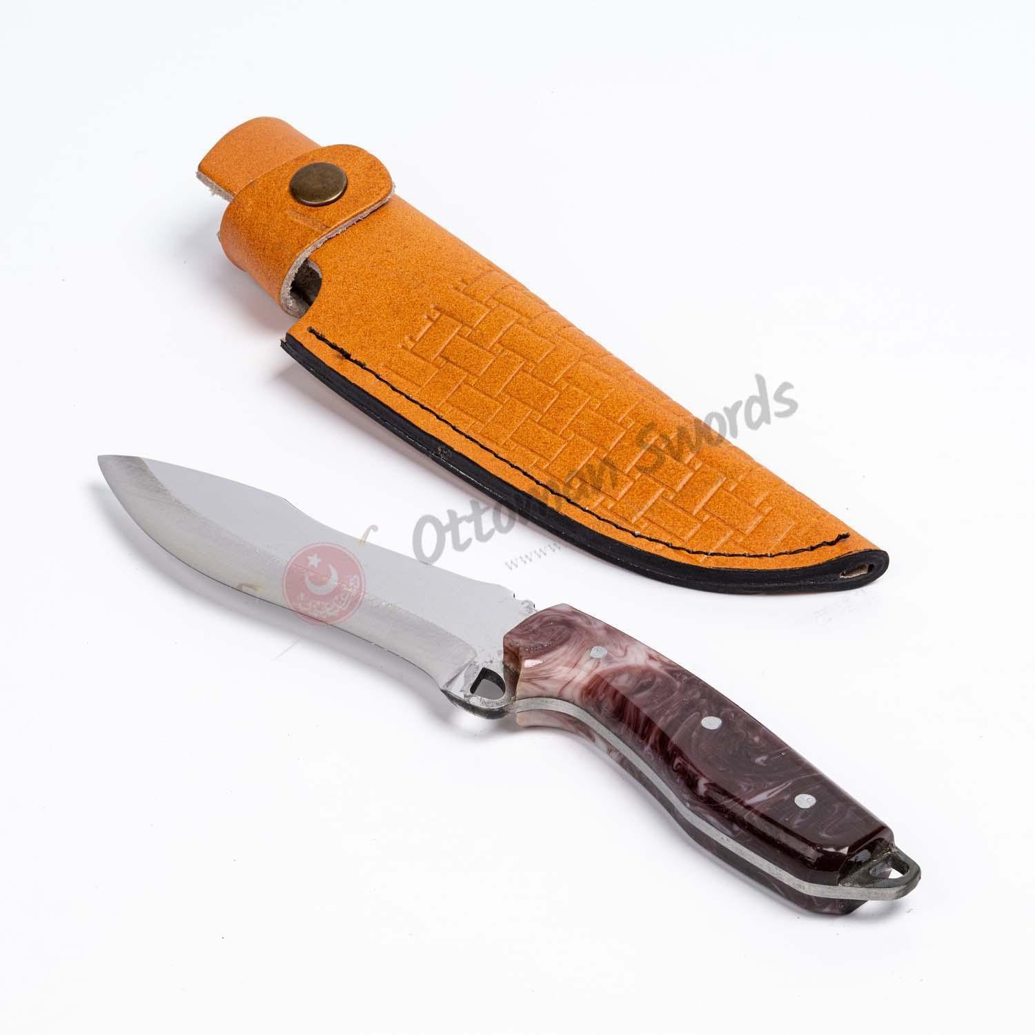 Resin Handle Custom Hunting Knife Milky Brown (2)
