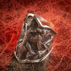 Resurrection Ertugrul Double-Headed Eagle Silver Zihgir Ring (1)