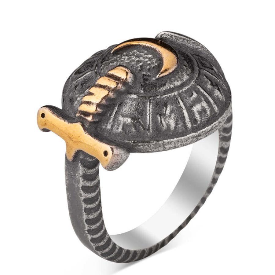 Resurrection Ertugrul Shield & Sword Silver Ring (3)