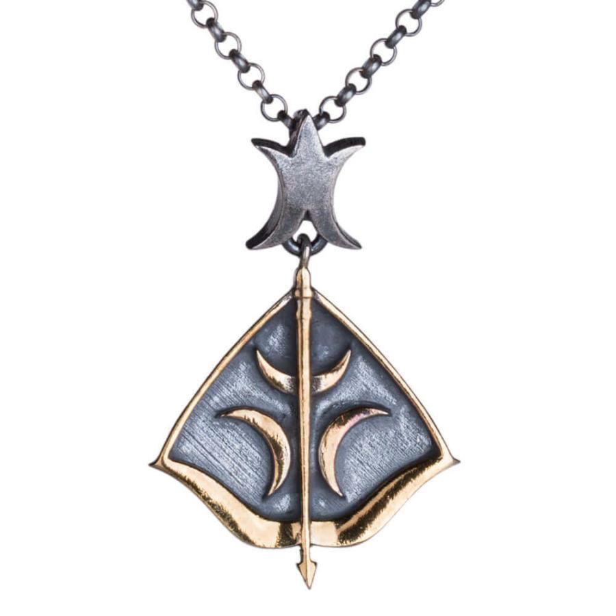 Resurrection Ertugrul Triple Crescent Bow &amp; Arrow Model Silver Necklace