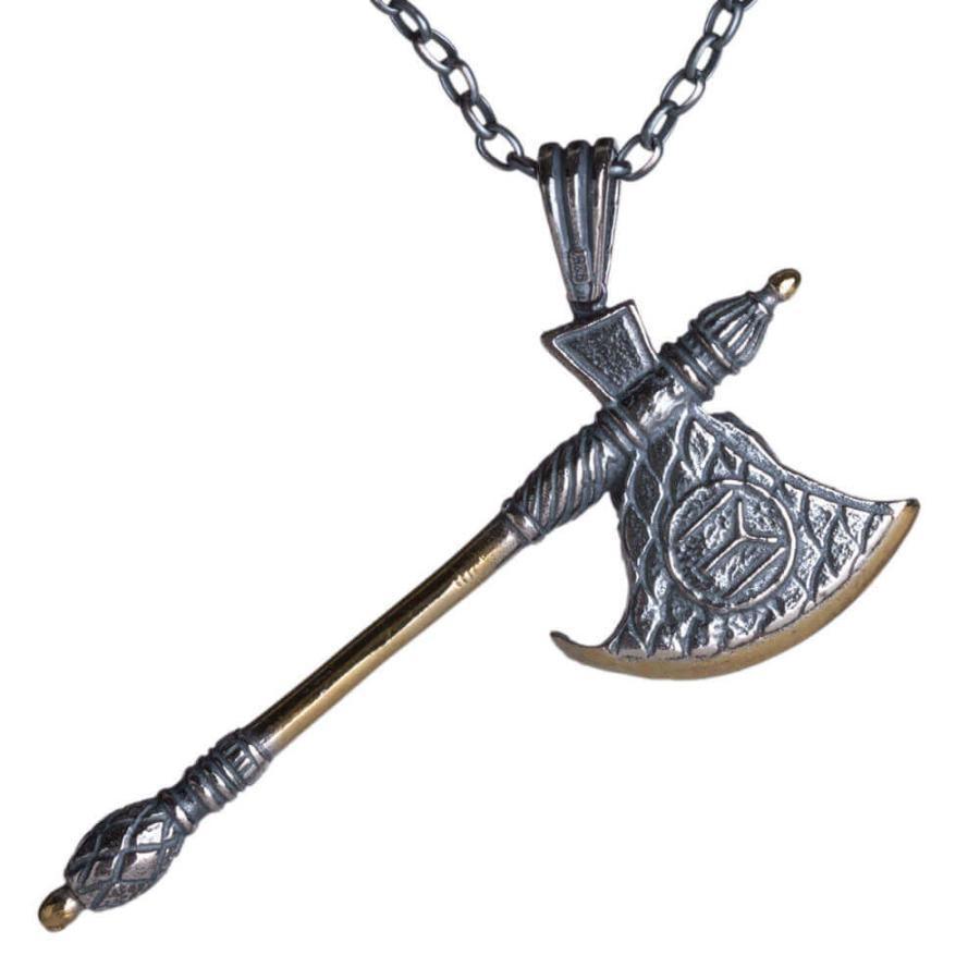 Resurrection Ertugrul Turgut Alp Axe with Hawk Figure Silver Necklace 2