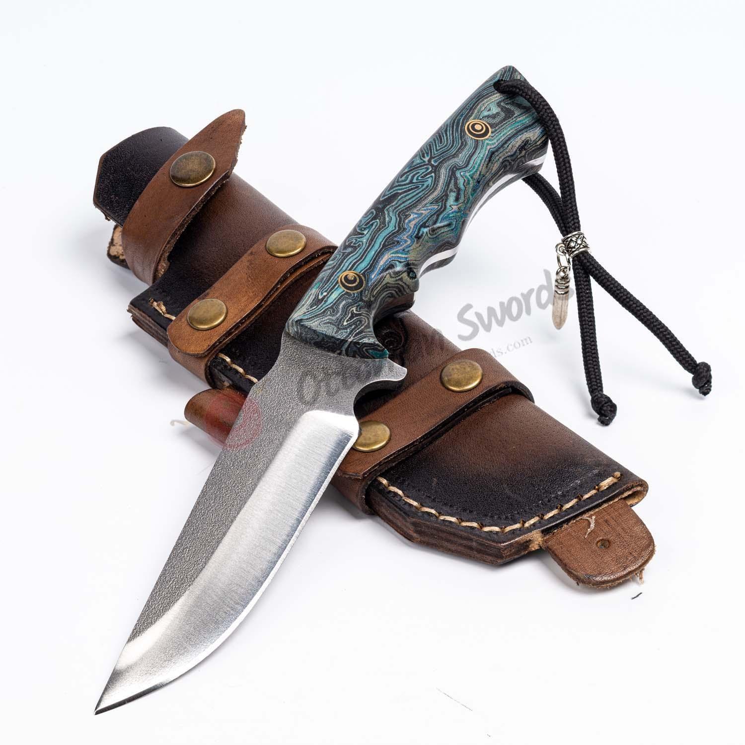Tactical Survival Knife N690 Steel Turquoise (4)