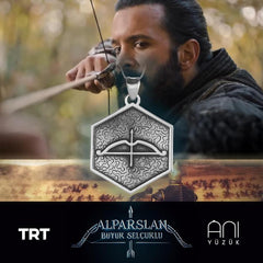 Tozkoparan The Archer Bow and Arrow Model Hexagonal Cut Silver Necklace