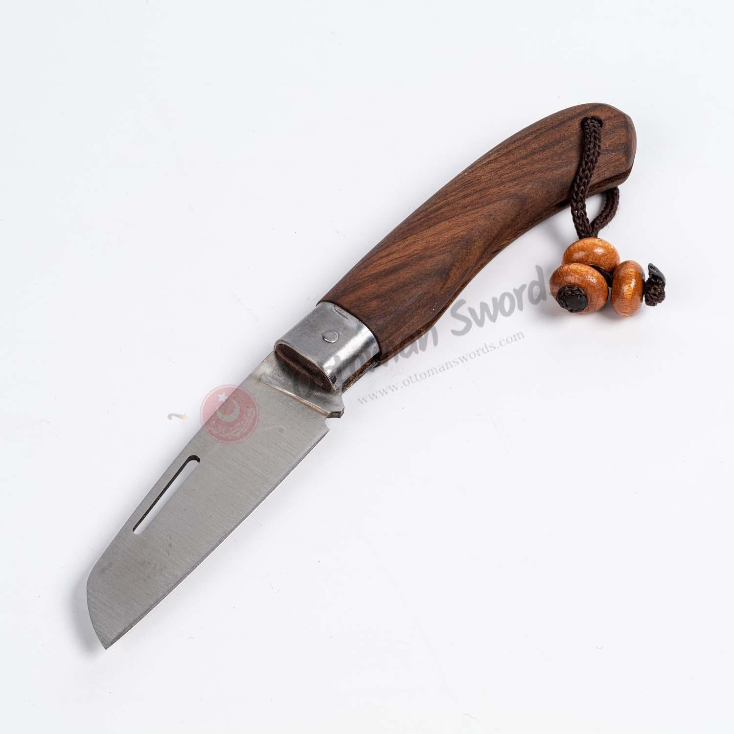 Walnut Handle Simple Folding Pocket Knife (1)