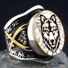 Wolf Model Zulfiqar Sword Silver Ring