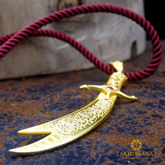 Zulfiqar Sword Gold Plated Silver Necklace 3