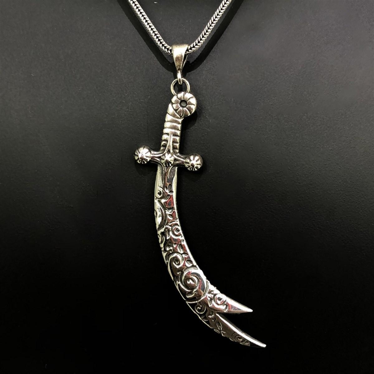 Zulfiqar Sword Silver Necklace for men