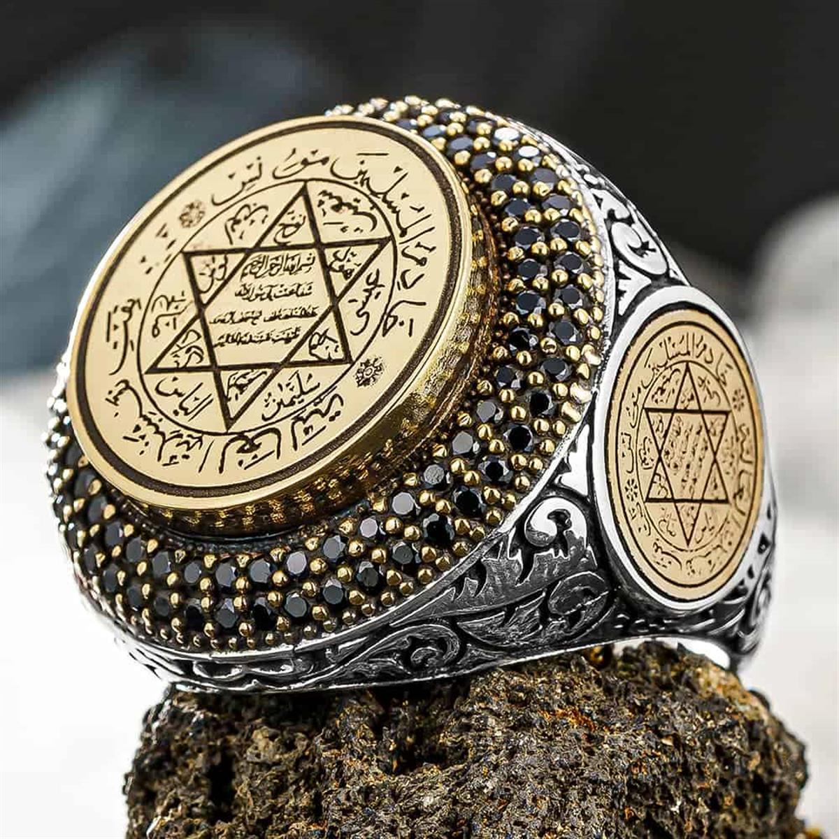 engraved seal of solomon men's ring for sale