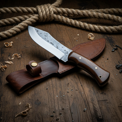 Hand Forged Bushcraft Knife with Walnut Wood Handle