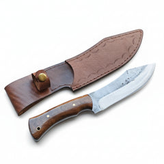 Hand Forged Bushcraft Knife with Walnut Wood Handle